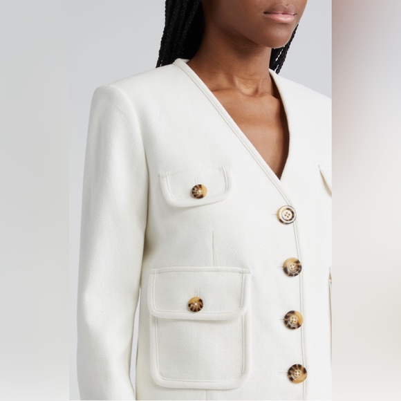 New! Veronica Beard Isola Blazer Jacket Off White Cream Ivory Cotton Size 14 - Picture 4 of 15